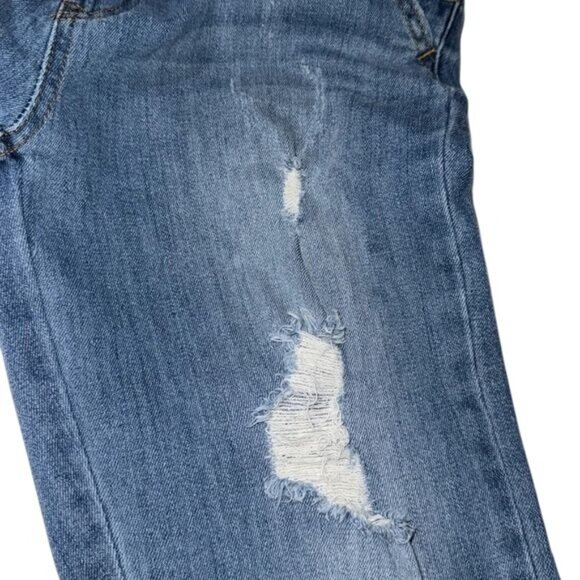 Girls I & M Jeans Distressed Denim Overalls Size L Mid-Rise Adjustable Straps - Picture 6 of 9